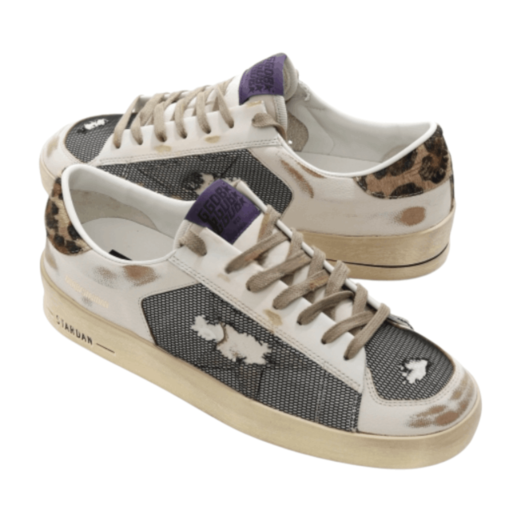 Golden Goose Stardan in nappa and mesh with leopard-print pony skin heel tab