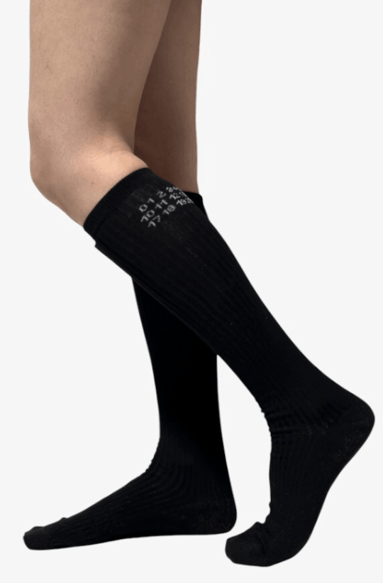 MM6 Maison Margiela Jacquard logo knee-high socks black