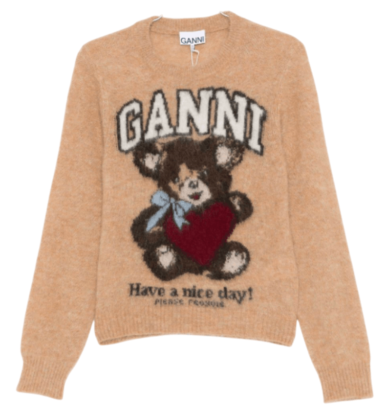 BEIGE BEAR GRAPHIC SWEATER 