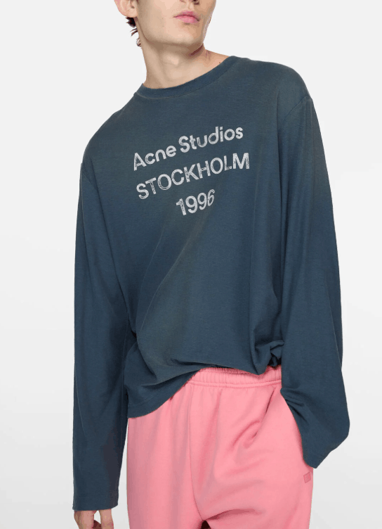 Acne Studios Logo T-Shirt Relaxed Fit Deep Blue