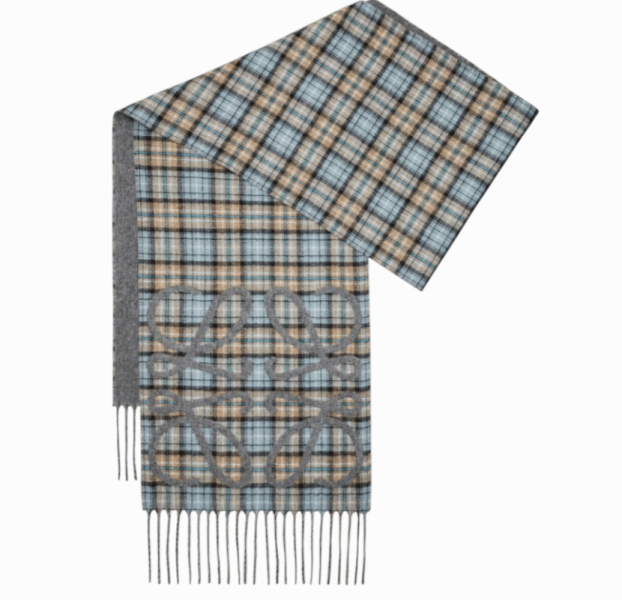 Anagram scarf in silk and cashmere Anthracite/Grey/Beige