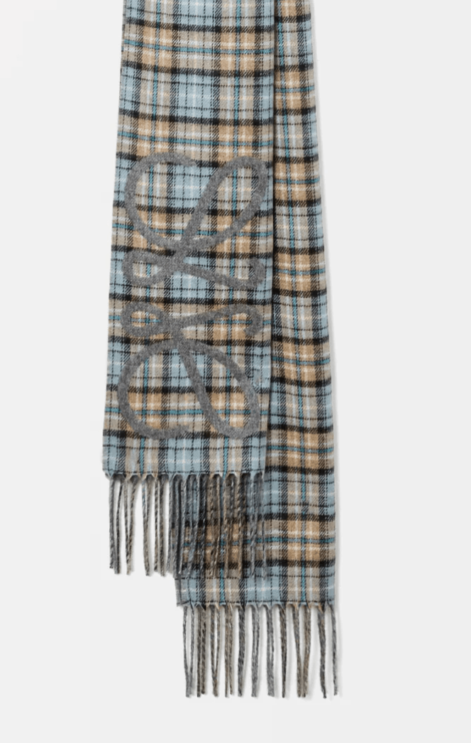 Anagram scarf in silk and cashmere Anthracite/Grey/Beige