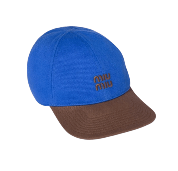(W) Miu Miu Drill Baseball Cap Light Blue Cocoa