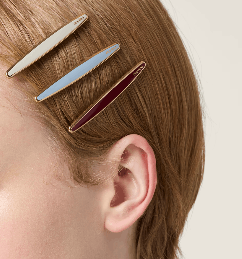 Dahlia / Sky Blue / Talc Enamel Metal Hair Clip