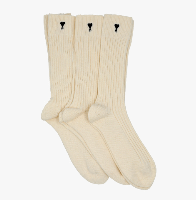 OFF WHITE White Cotton Three Pack Ami De Coeur Socks