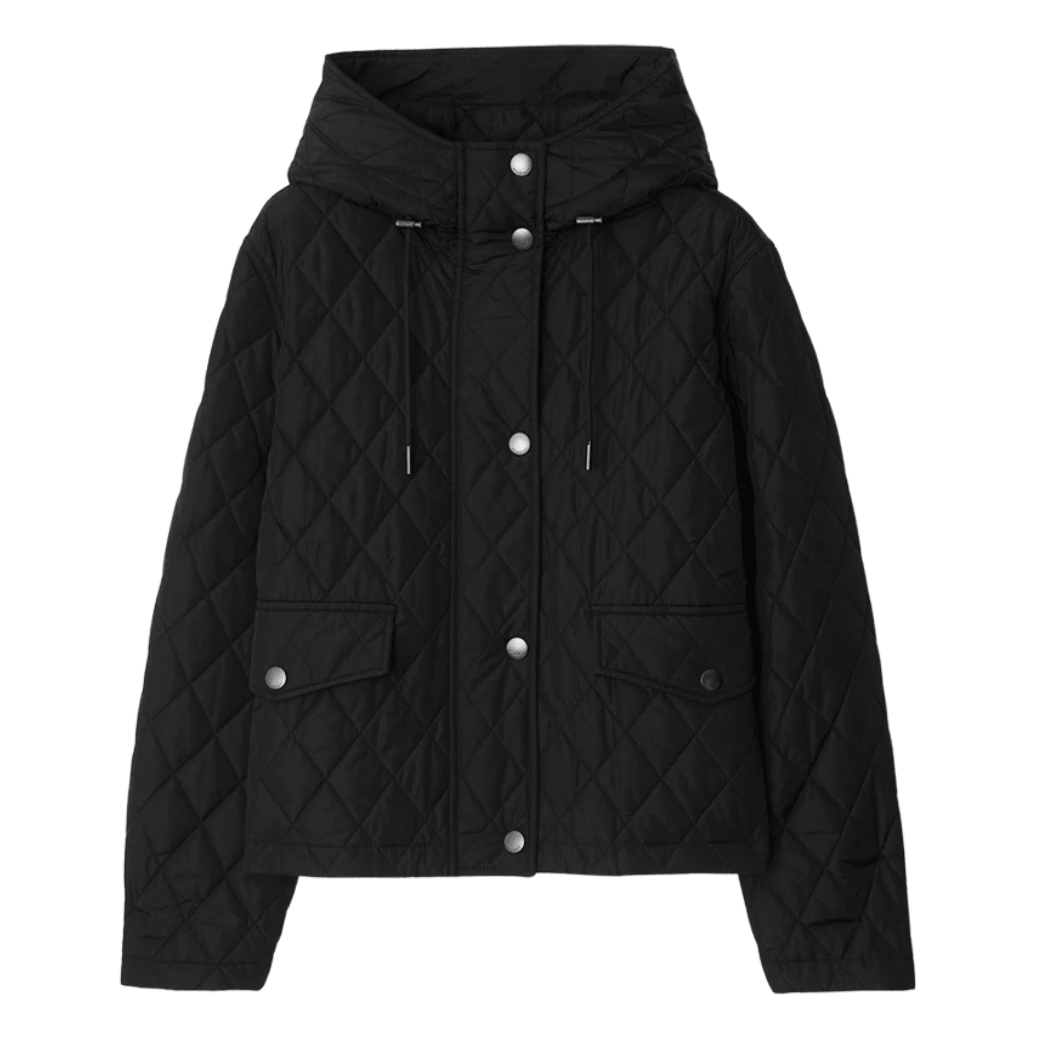 Cropped Quilted Nylon Hooded Jacket 