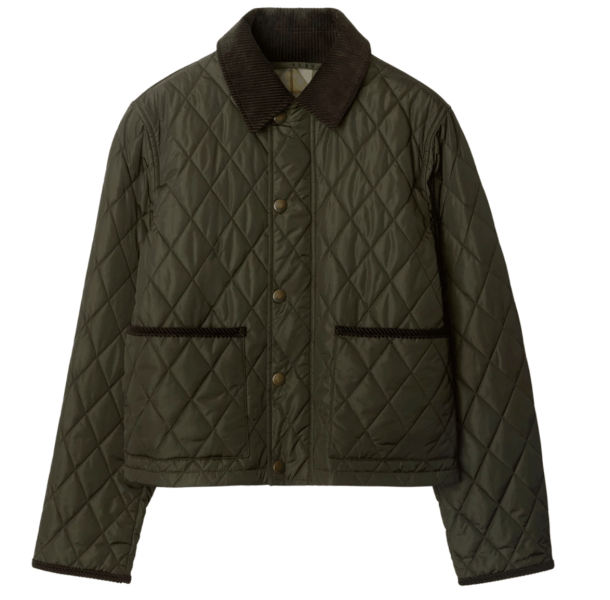 (W) Burberry Cropped Quilted Nylon Jacket Shale Brush