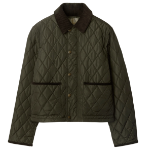 (W) Burberry Cropped Quilted Nylon Jacket Shale Brush