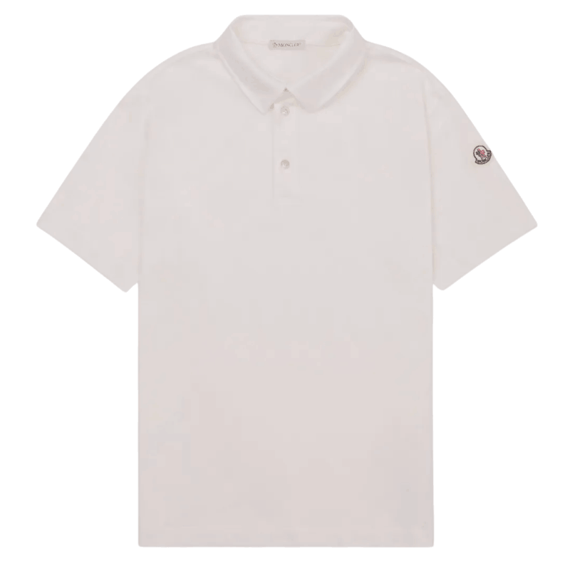Moncler Striped Trim Cotton Piquet Polo Shirt