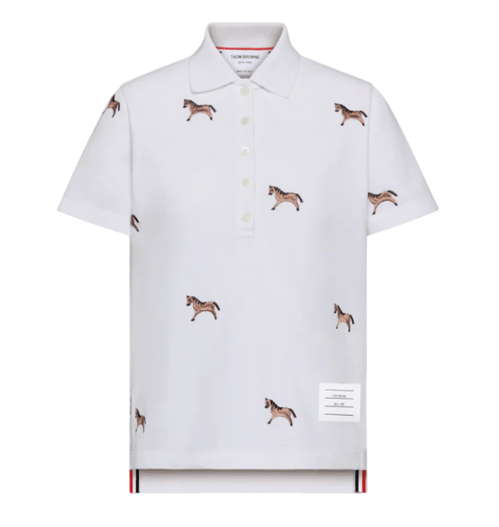 Thom Browne Lunar New Year Pique Horse Embroidery Polo WHITE