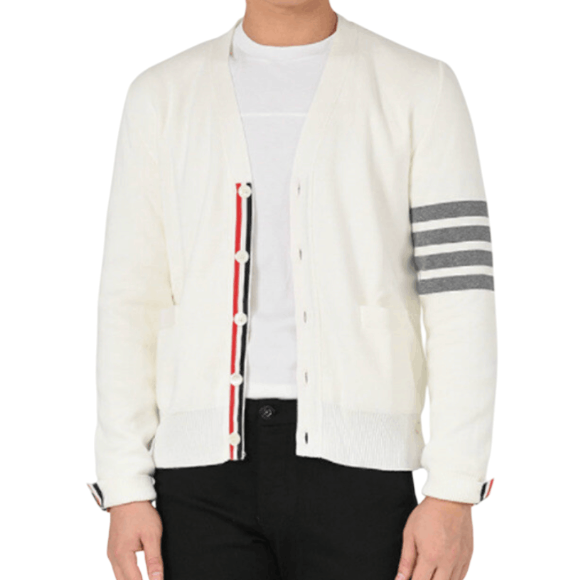 Thom Browne Milano Stitch 4-Bar Cardigan White