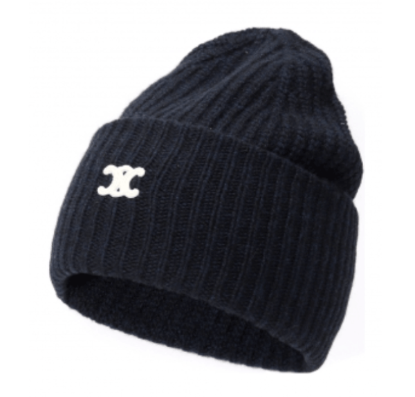 Celine Triomphe Beanie In Seamless Cashmere Black