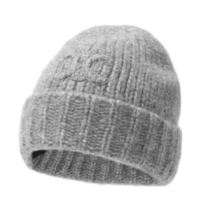Celine Triomphe Beanie in Cashmere Wool and Silk Grey