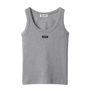 Grey Ribbed Jersey Tank Top
