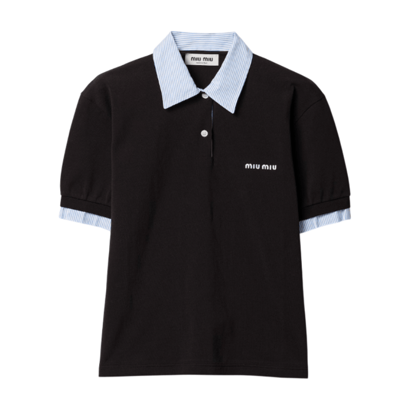Black Cotton Piqué Polo Shirt