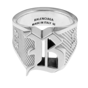 Silver Signet ring with logo Balenciaga