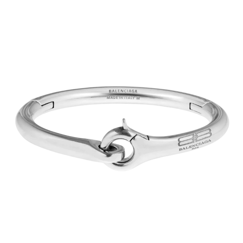 Silver Bracelet with engraved logo Balenciaga