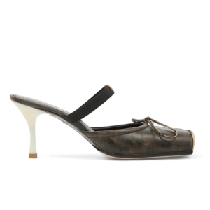 SQUARE-TOED LEATHER BALLERINA MULE