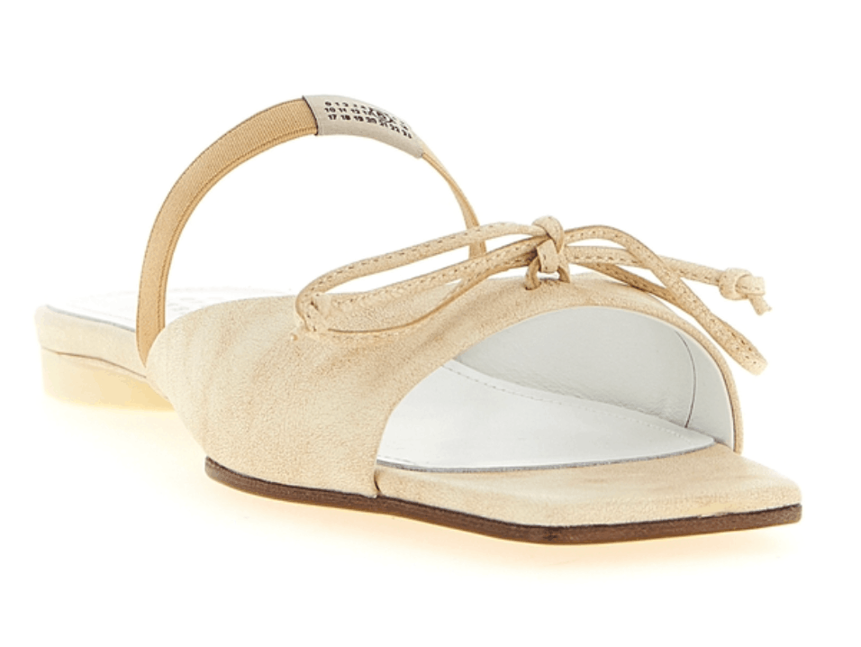 Bow-detailed leather slingback shoes