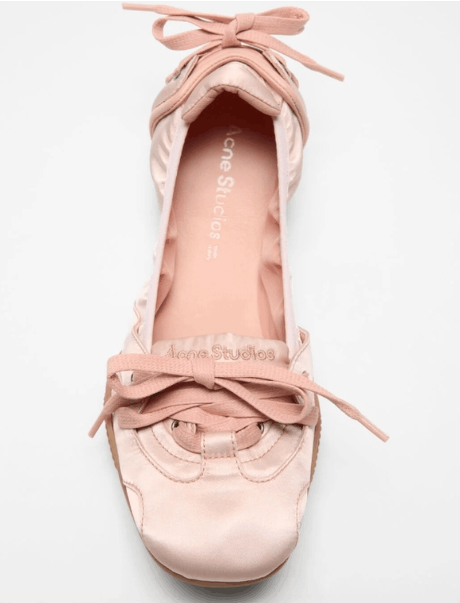 Acne Studios Women's Pink Satin Lace-Up Shoes