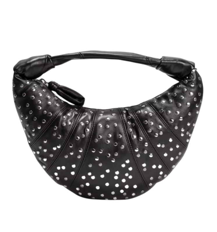 Brown Studs Dots Mini Fortune Croissant Bag