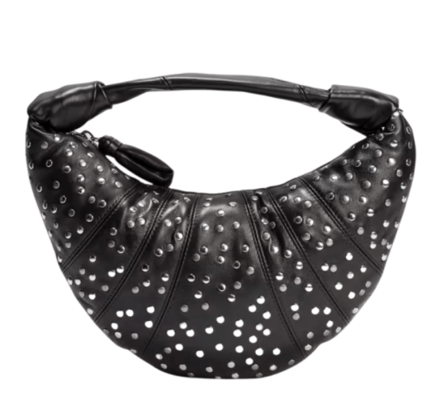 Brown Studs Dots Mini Fortune Croissant Bag