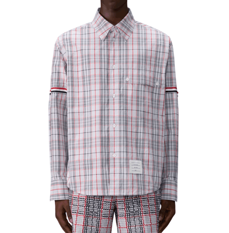 Plaid Check Poplin Armband Oversized Shirt