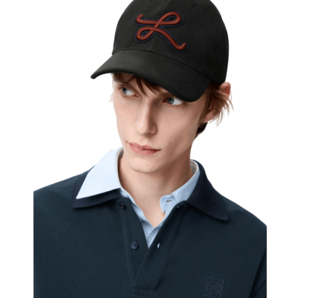 L patch cap in cotton Black 