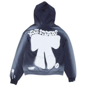 Sprayed logo hoodie Navy blue