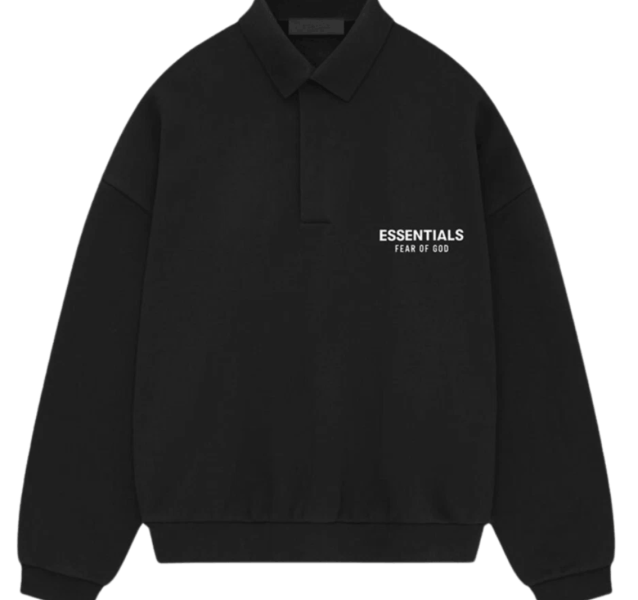 Essentials Fleece Polo Sweatshirt Black - 24FW