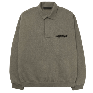 Essentials Fleece Polo Sweatshirt Heather Grey - 24FW