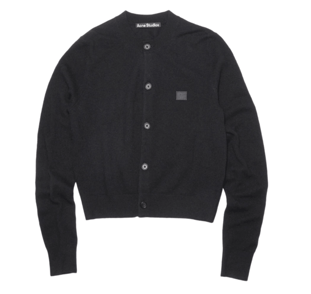 (W) Acne Studios Keva Face Crewneck Cardigan Black