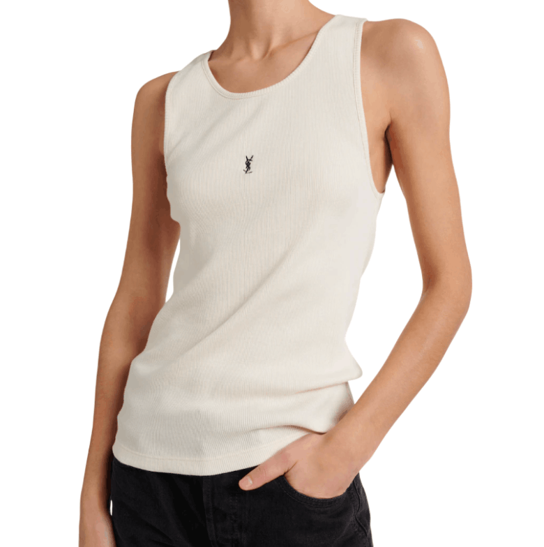 Cassandre ribbed-knit cotton tank top in white