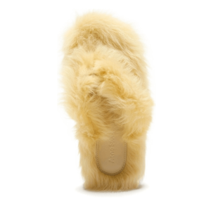 (W) Acne Studios Shearling Sandals Canary Yellow 