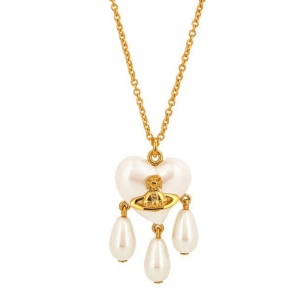 (W) Vivienne Westwood Sheryl Pearl Heart Necklace Gold