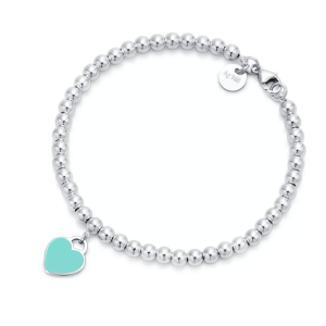 Tiffany & Co. Return to Tiffany Blue Heart Tag Bead Bracelet Silver