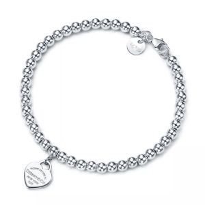 Tiffany & Co. Return to Tiffany Heart Tag Bead Bracelet 4mm Sterling Silver with Diamonds