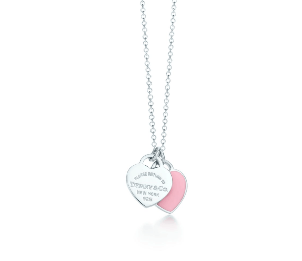 Tiffany & Co. Return To Tiffany Pink Double Heart Tag Pendant Mini Silver (16in)