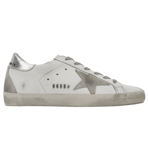 (W) Golden Goose Superstar White Silver Heel Tab Sneakers