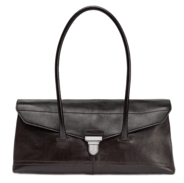 Lemaire Glossy Vegetable Leather Shoulder Gear Bag Espresso