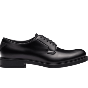Prada Brushed Leather Lace-Up Black