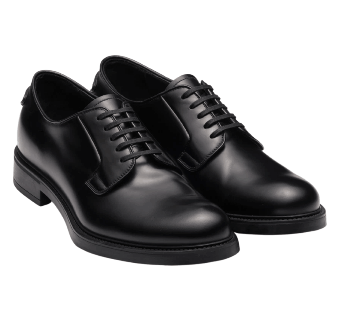 Prada Brushed Leather Lace-Up Black