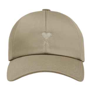 AMI de Coeur Compact Cotton Satin Embroidery Cap Laurel Ginger