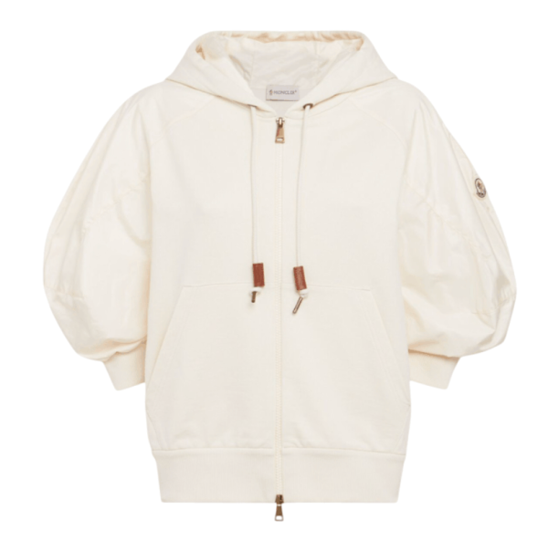 Short sleeve cotton zip-up hoodie