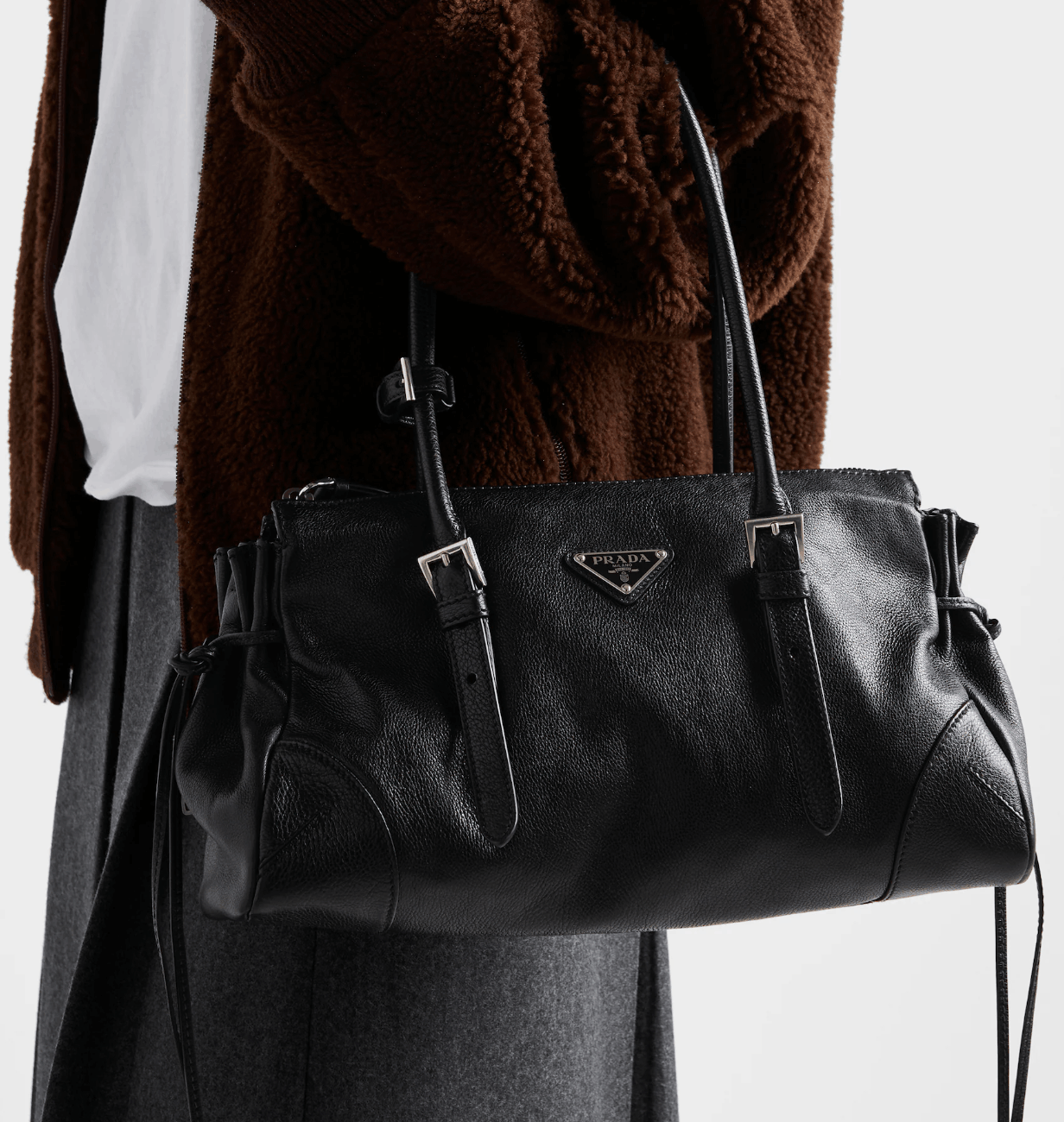 Prada Bonnie medium antiqued leather tote bag