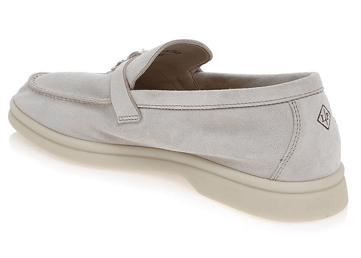 (W) Loro Piana Summer Charms Walk Suede Calfskin Pearl Powder