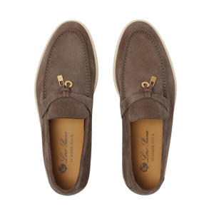 (W) Loro Piana Summer Charms Walk Suede Calfskin Loafers Rain Drops