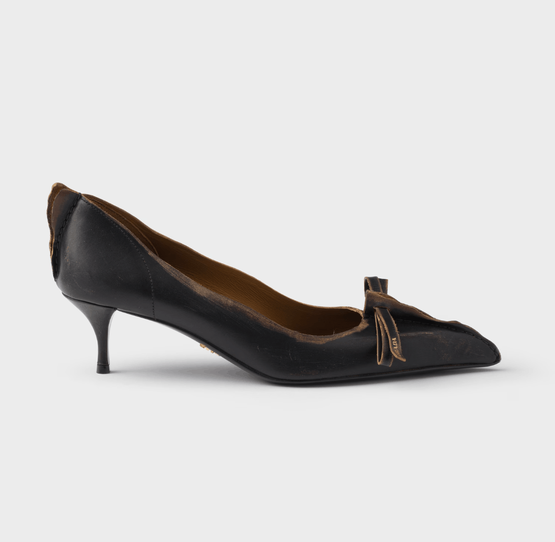 Antiqued leather pumps