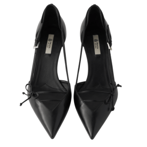 Black Open-side leather pumps