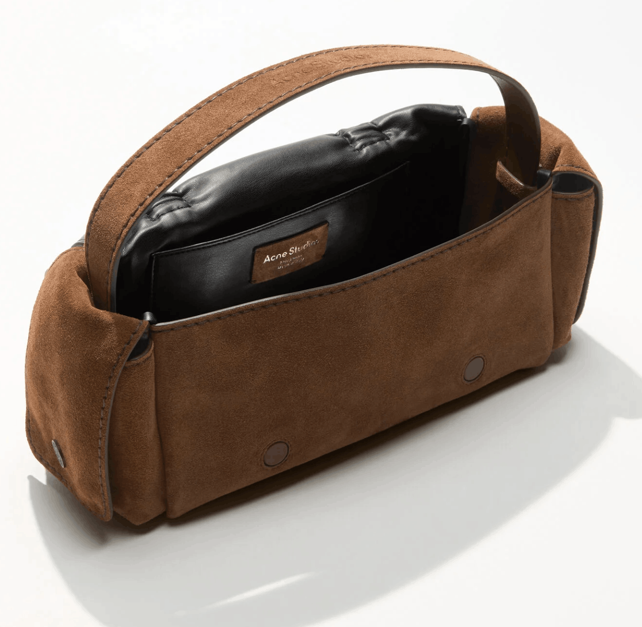 Multipocket suede shoulder bag - Cognac brown